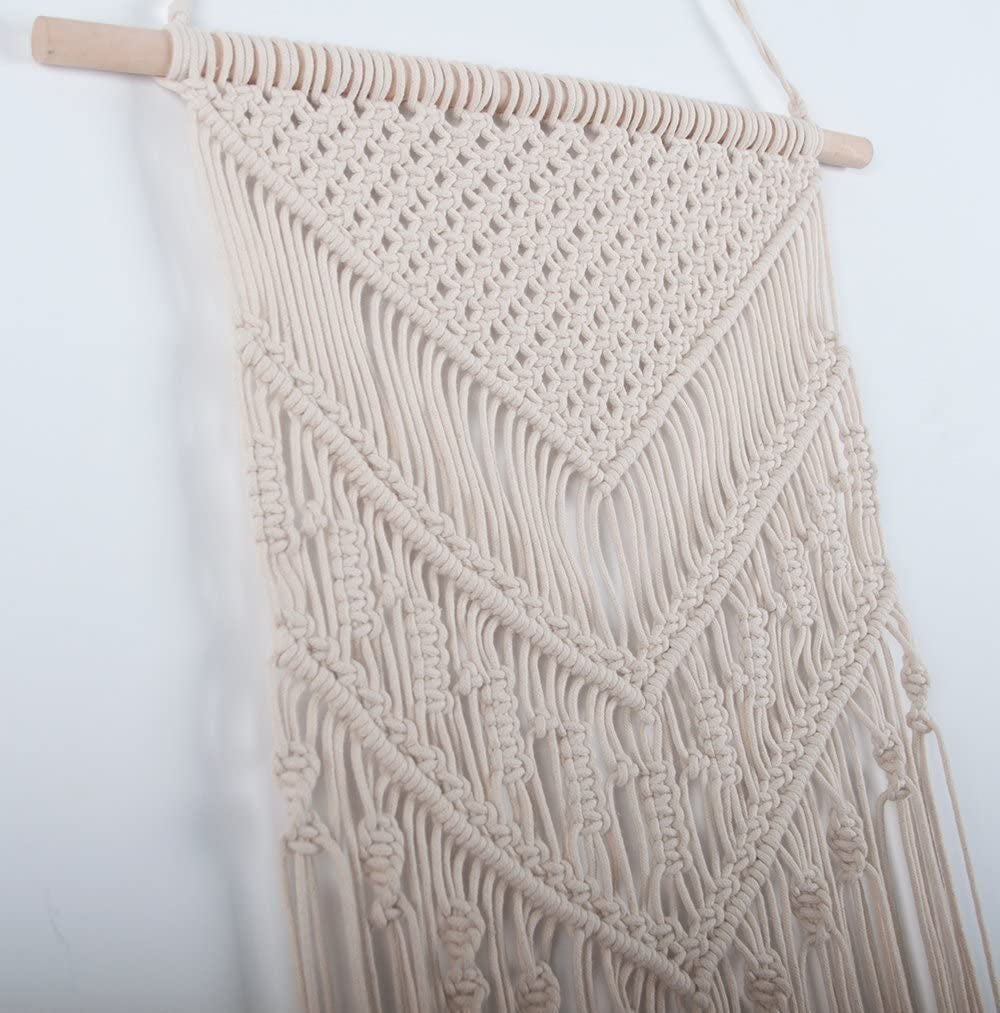 TIMEYARD Macrame Woven Wall Hanging - Boho Chic Bohemian Home Geometric Art Decor - Beautiful Apartment Dorm Room Decoration, 16" W X 33" L