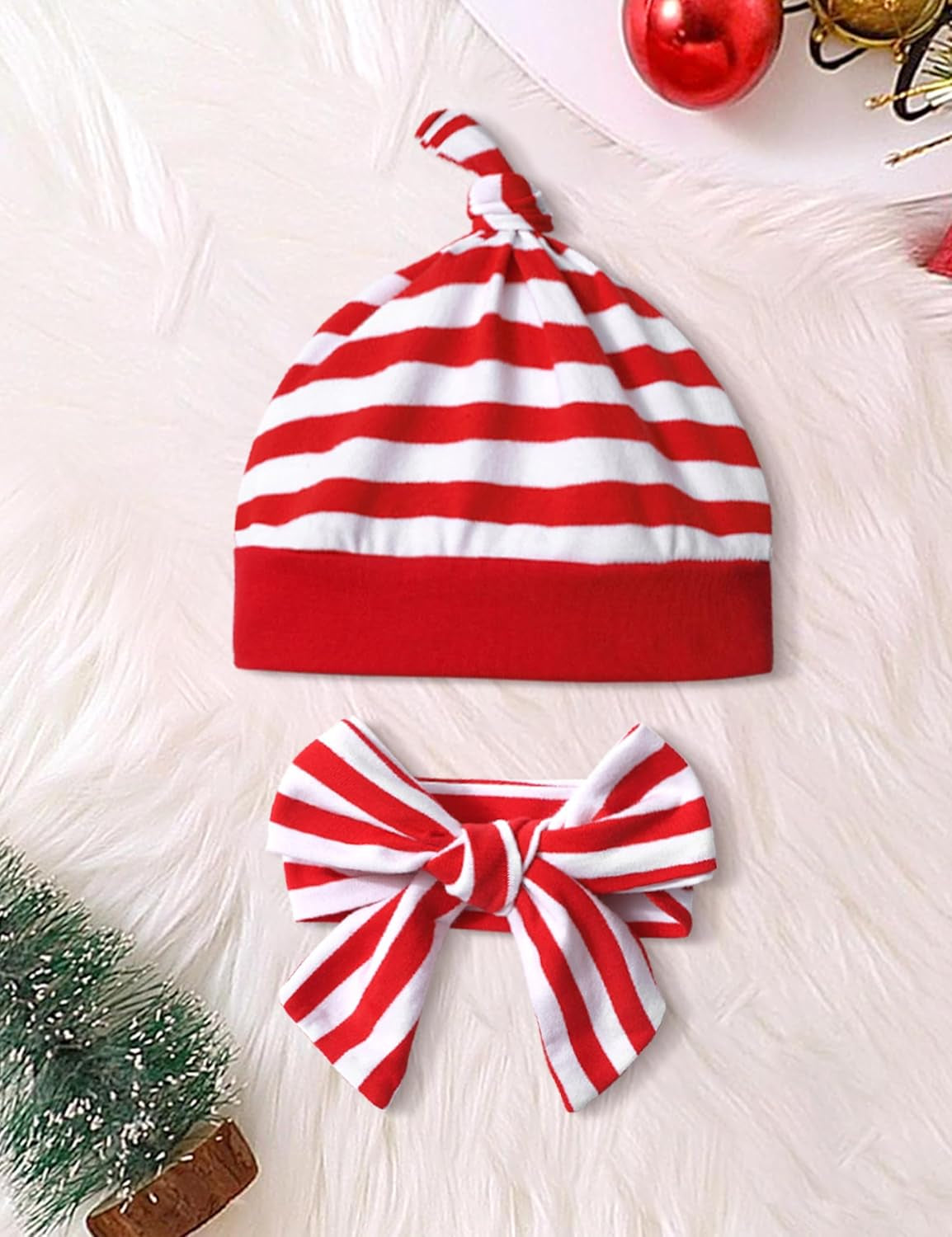 Von Kilizo Baby Girl Christmas Outfit Baby Girl Long Sleeve Rompers Striped Pant Sets My First Christmas Baby Girl Outfit