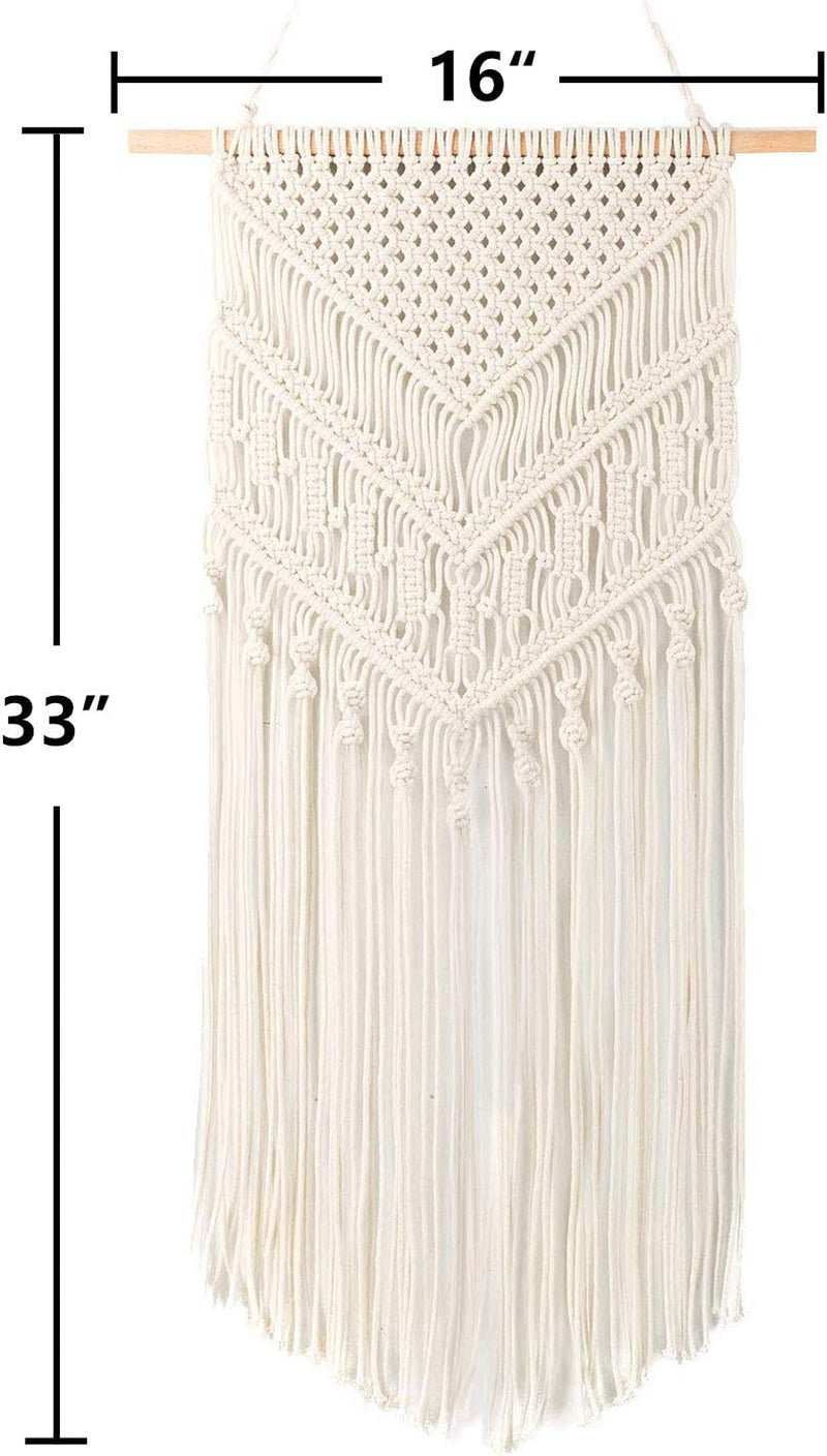 TIMEYARD Macrame Woven Wall Hanging - Boho Chic Bohemian Home Geometric Art Decor - Beautiful Apartment Dorm Room Decoration, 16" W X 33" L