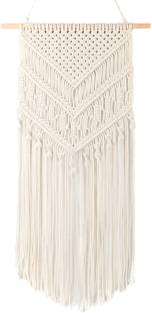 TIMEYARD Macrame Woven Wall Hanging - Boho Chic Bohemian Home Geometric Art Decor - Beautiful Apartment Dorm Room Decoration, 16" W X 33" L