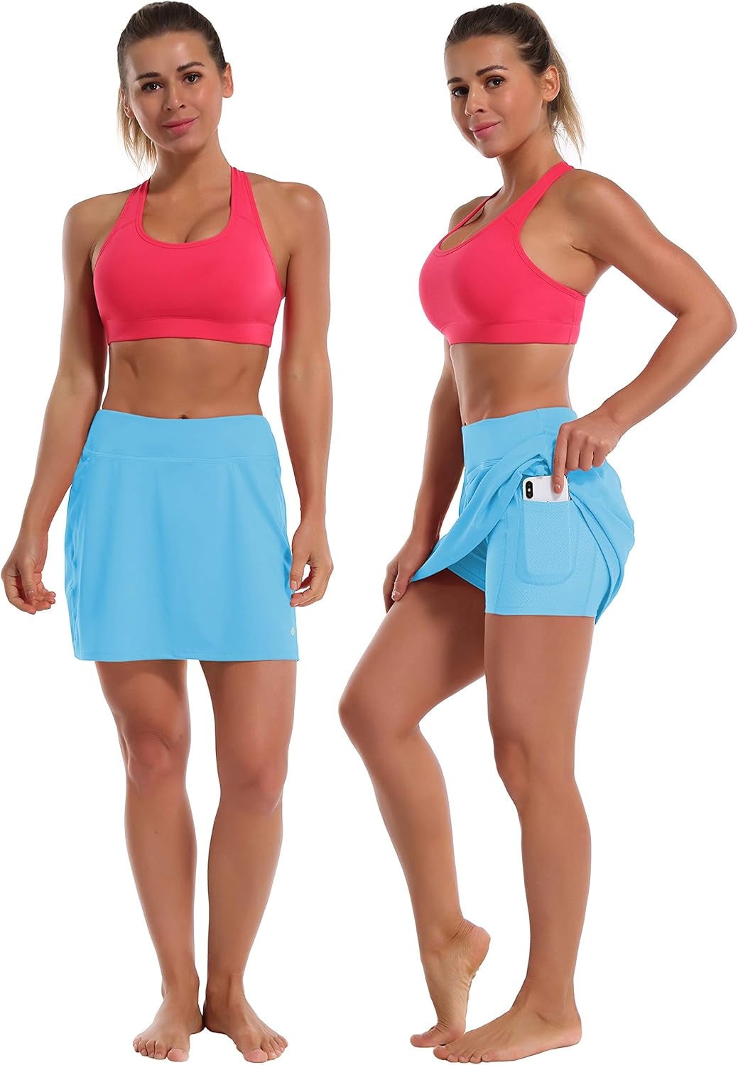 BUBBLELIME 2 Styles 5" XXS-XL Women'S UPF 50+ Adjustable Running Skort with Pockets Active Tennis Golf Workout Skirt