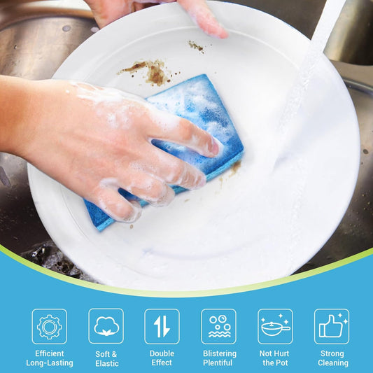 AIDEA Non Scratch Scrub Sponge, 24Count, Sponges for Dishes, Sponges Kitchen, Cleaning Sponge, Cleans Fast without Scratching, Stands up to Stuck-On Grime, Cleaning Power for Everyday Jobs