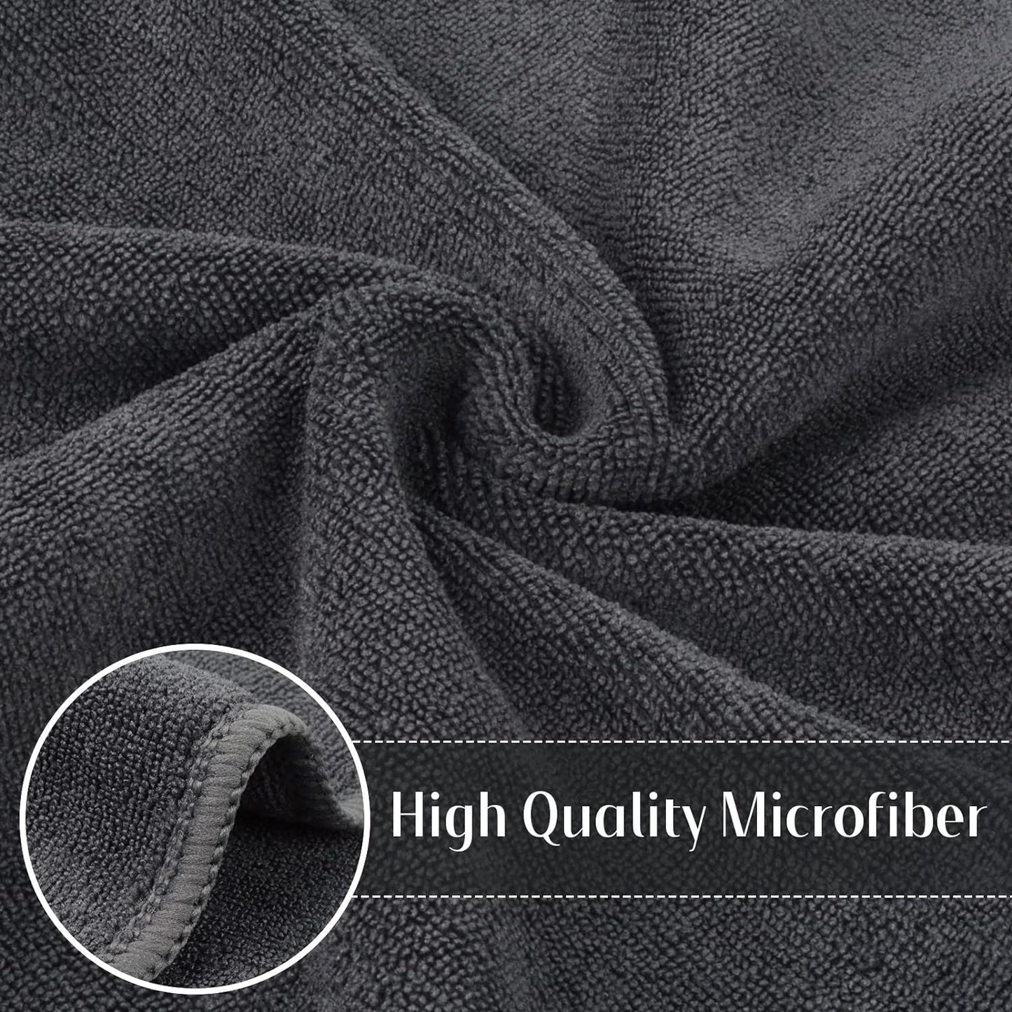 SINLAND Microfiber Cleaning Cloth Ultra Absorbent Softer Towel Reusable Cloth No Streak Lintless Cleaning Clothes for Home, Kitchen, Car, Window Use 12X12 Inch Slate Grey 6 Pack