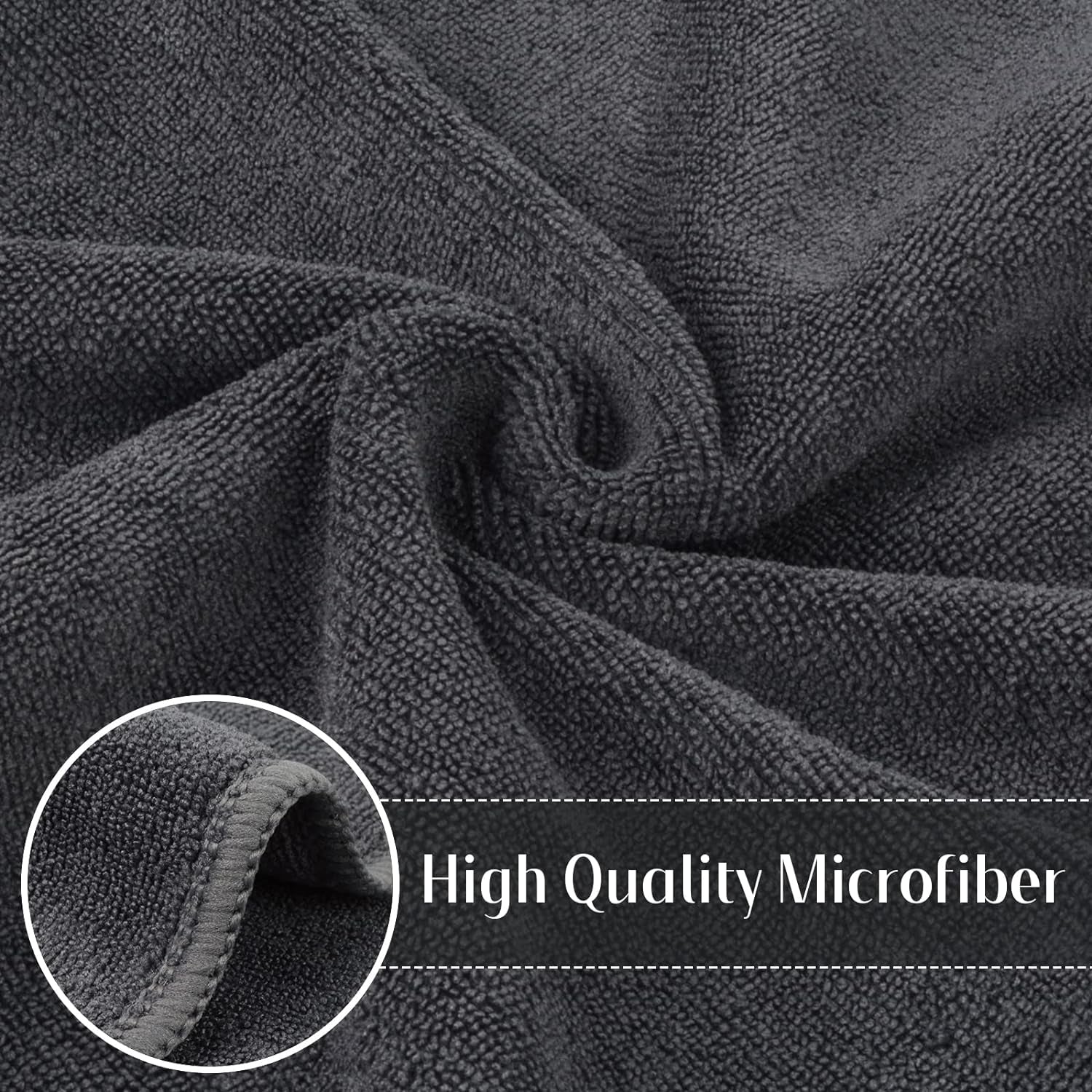 SINLAND Microfiber Cleaning Cloth Ultra Absorbent Softer Towel Reusable Cloth No Streak Lintless Cleaning Clothes for Home, Kitchen, Car, Window Use 12X12 Inch Slate Grey 6 Pack