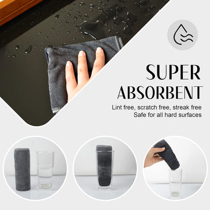 SINLAND Microfiber Cleaning Cloth Ultra Absorbent Softer Towel Reusable Cloth No Streak Lintless Cleaning Clothes for Home, Kitchen, Car, Window Use 12X12 Inch Slate Grey 6 Pack