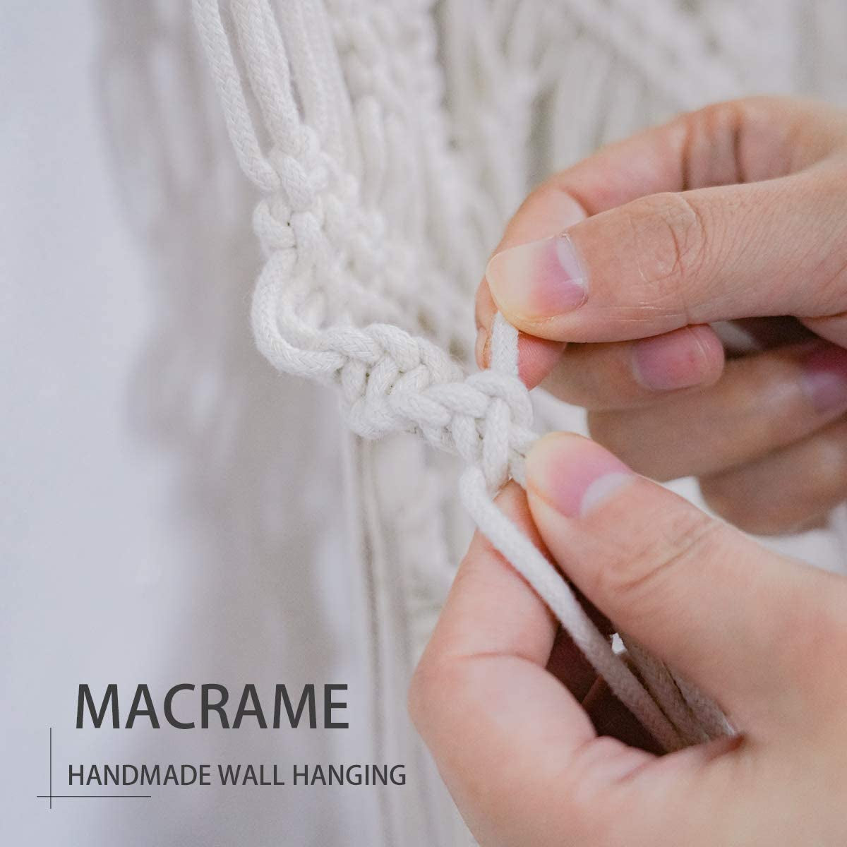 TIMEYARD Macrame Woven Wall Hanging - Boho Chic Bohemian Home Geometric Art Decor - Beautiful Apartment Dorm Room Decoration, 16" W X 33" L