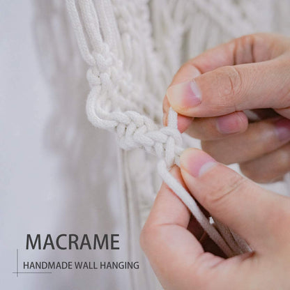 TIMEYARD Macrame Woven Wall Hanging - Boho Chic Bohemian Home Geometric Art Decor - Beautiful Apartment Dorm Room Decoration, 16" W X 33" L