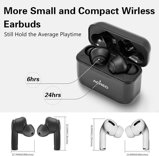 2021 Wireless Bluetooth TWS Earbuds - 24 Hours Playtime, Compact & IPX7 Waterproof - Sleek Black Design