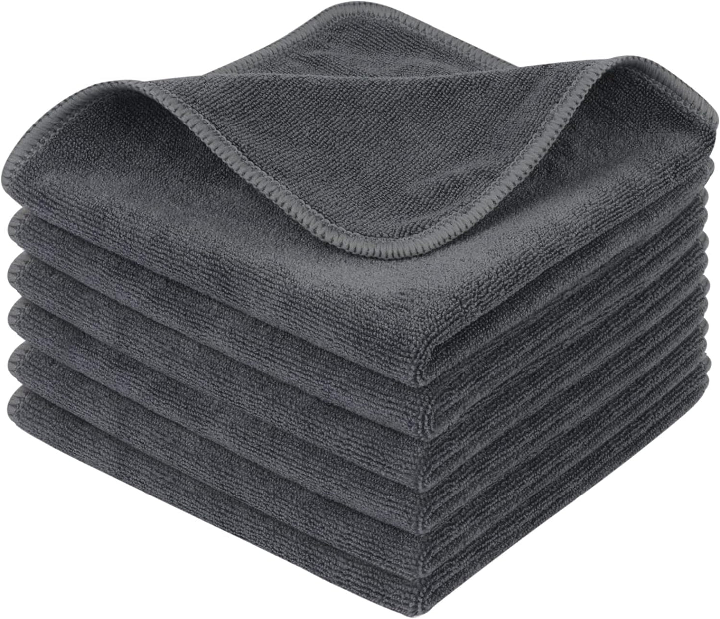SINLAND Microfiber Cleaning Cloth Ultra Absorbent Softer Towel Reusable Cloth No Streak Lintless Cleaning Clothes for Home, Kitchen, Car, Window Use 12X12 Inch Slate Grey 6 Pack