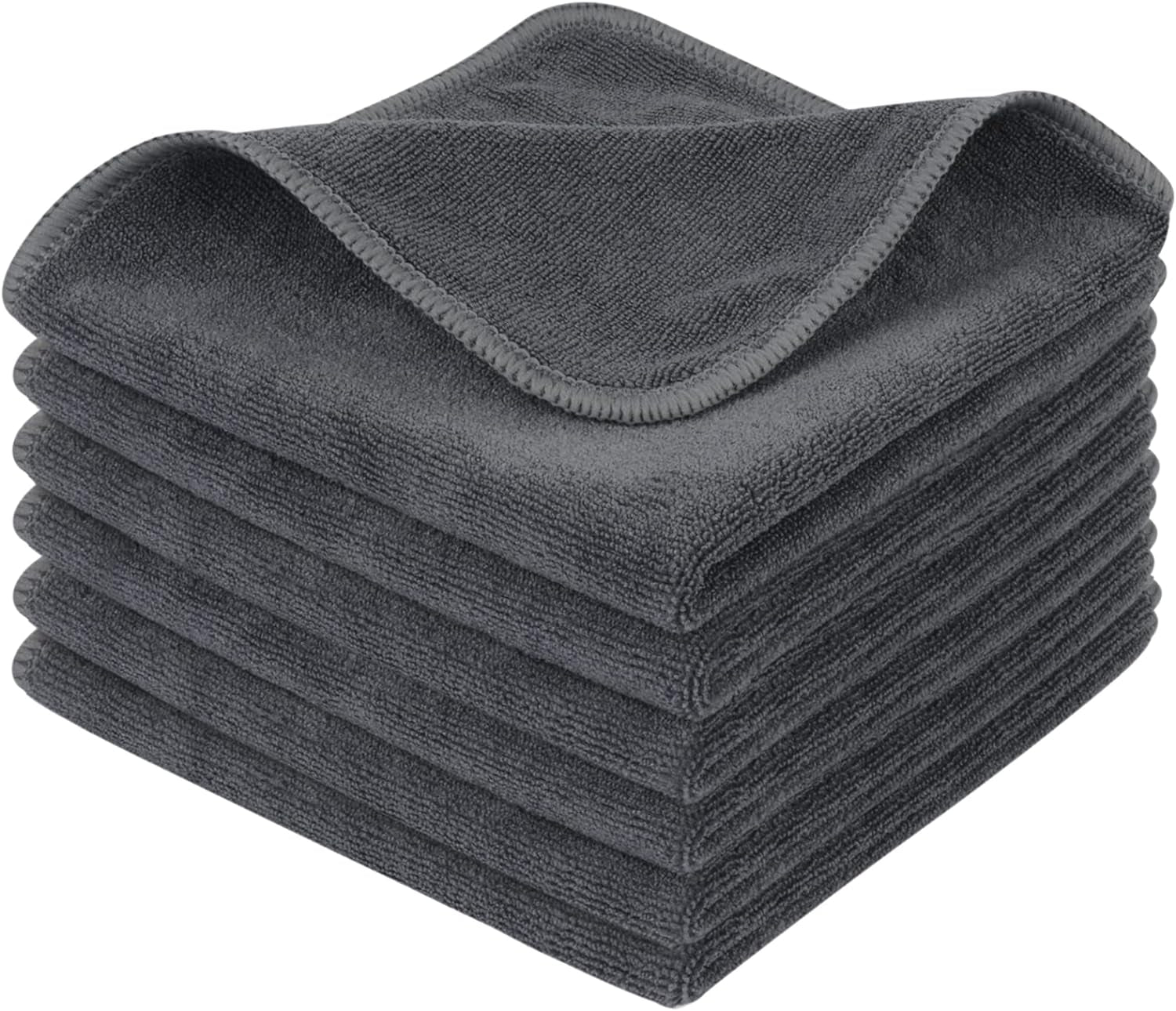 SINLAND Microfiber Cleaning Cloth Ultra Absorbent Softer Towel Reusable Cloth No Streak Lintless Cleaning Clothes for Home, Kitchen, Car, Window Use 12X12 Inch Slate Grey 6 Pack