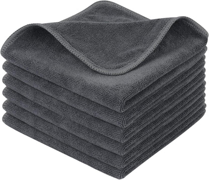 SINLAND Microfiber Cleaning Cloth Ultra Absorbent Softer Towel Reusable Cloth No Streak Lintless Cleaning Clothes for Home, Kitchen, Car, Window Use 12X12 Inch Slate Grey 6 Pack