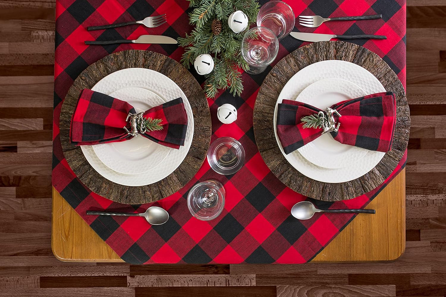 DII Buffalo Check Collection, Classic Farmhouse Cloth Napkin Set, 20X20, Red & Black, 6 Piece