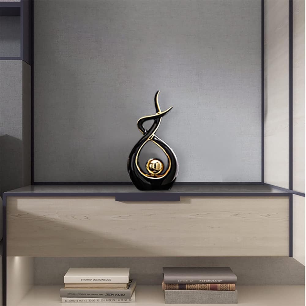 Norrclp Home Decor Modern Abstract Art Ceramic Statue Table Decorations for Dining Room Living Room Office Centerpiece (White and Gold, Large)