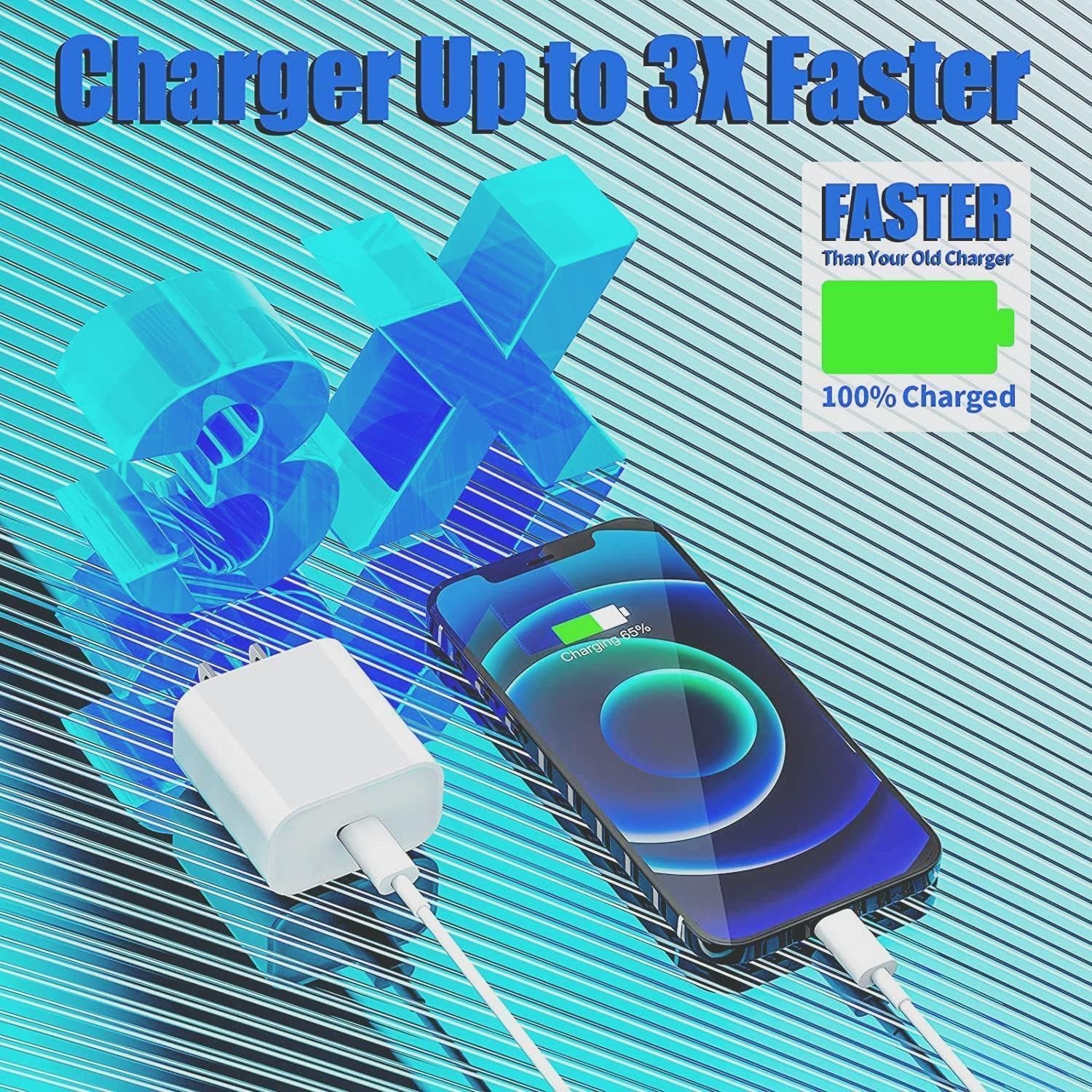 Fast Charging iPhone Charger - 20W MFi Certified USB-C Wall Charger with 10FT Type C to Lightning Cable, Compatible with iPhone 14/13/12 Pro Max/11/Xs/Max/Xr