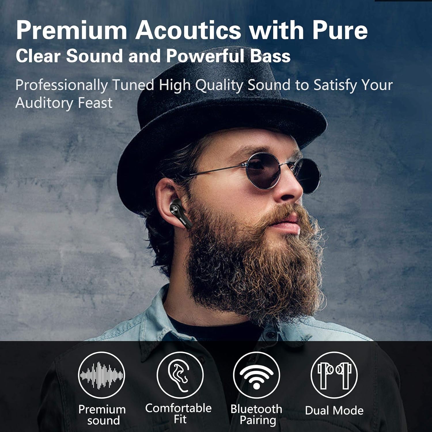 2021 Wireless Bluetooth TWS Earbuds - 24 Hours Playtime, Compact & IPX7 Waterproof - Sleek Black Design
