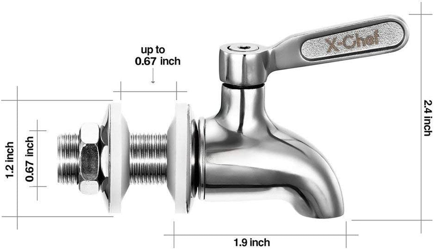 X-Chef Beverage Dispenser Spigot Replacement, Stainless Steel Metal Spigot for Glass Jar & Drink Dispenser