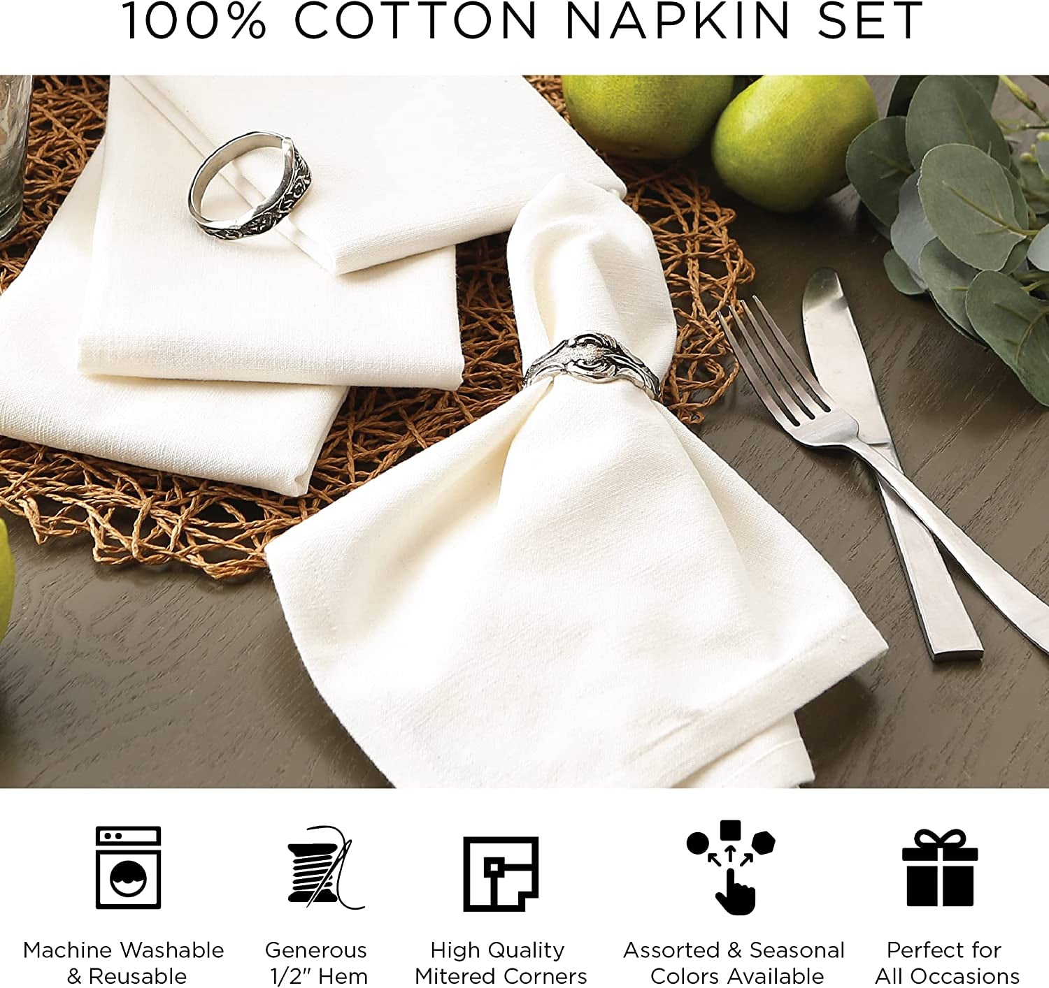 DII Buffalo Check Collection, Classic Farmhouse Cloth Napkin Set, 20X20, Red & Black, 6 Piece