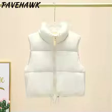 Women Autumn Winter Short Down Vest Stand Collar Warm Casual Elegant Sleeveless Coats Outdoor Quilted Travel Jackets Clothes