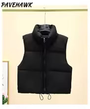 Women Autumn Winter Short Down Vest Stand Collar Warm Casual Elegant Sleeveless Coats Outdoor Quilted Travel Jackets Clothes