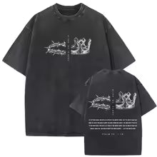 Vintage Washed Jesus Is King Graphic T-shirt Christian Religious Short Sleeve T-shirts Men Women Gothic Rock Oversized T Shirts