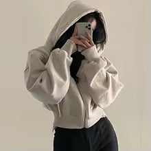 Women’s Autumn & Winter Zip-Up Hoodie – Y2K Streetwear Crop Jacket