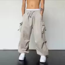 Men’s High Street Loose-Fit Wide Leg Pants
