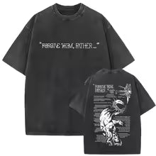 Vintage Washed “FORGIVE THEM, FATHER” Graphic T-Shirt – Oversized Men's Tee