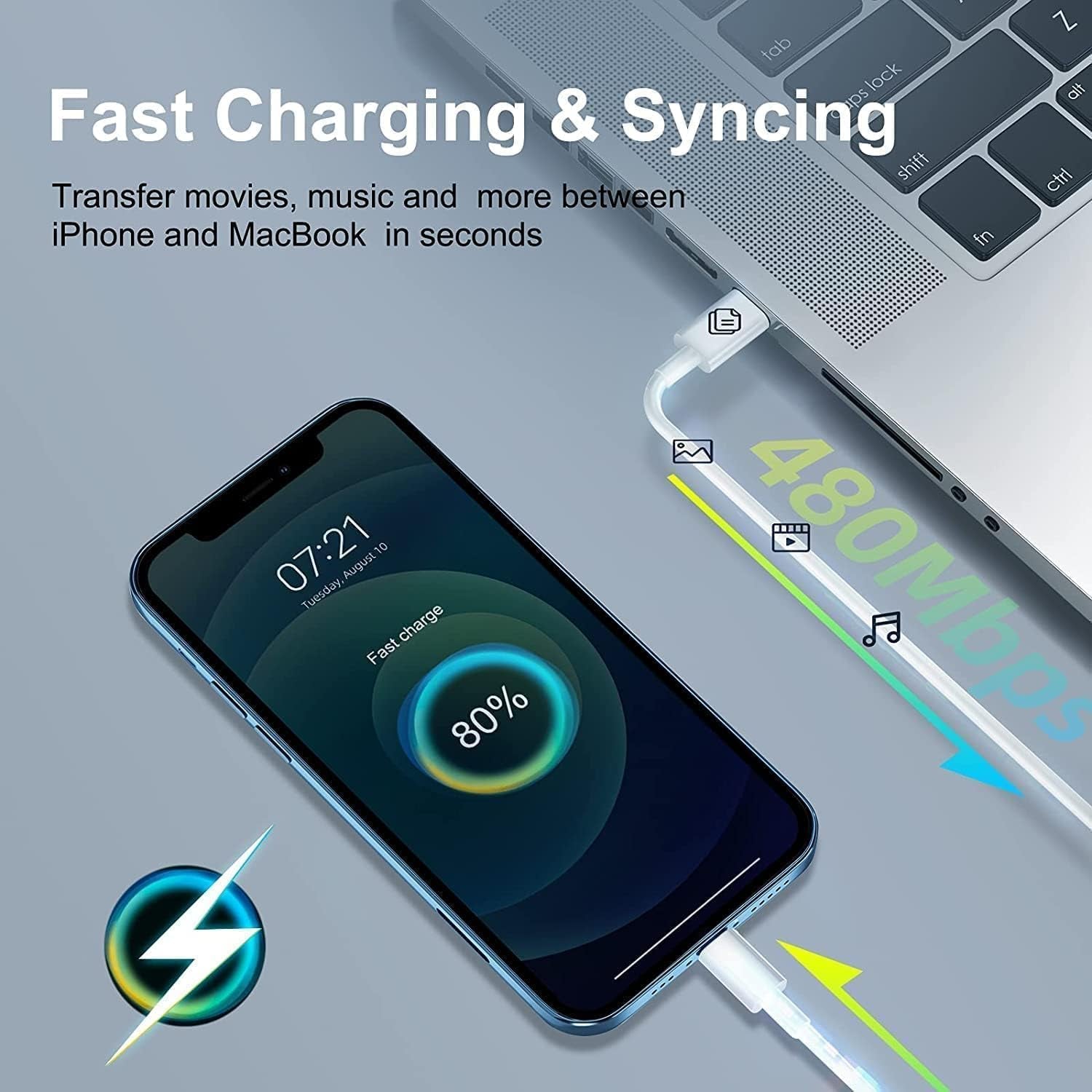 Fast Charging iPhone Charger - 20W MFi Certified USB-C Wall Charger with 10FT Type C to Lightning Cable, Compatible with iPhone 14/13/12 Pro Max/11/Xs/Max/Xr