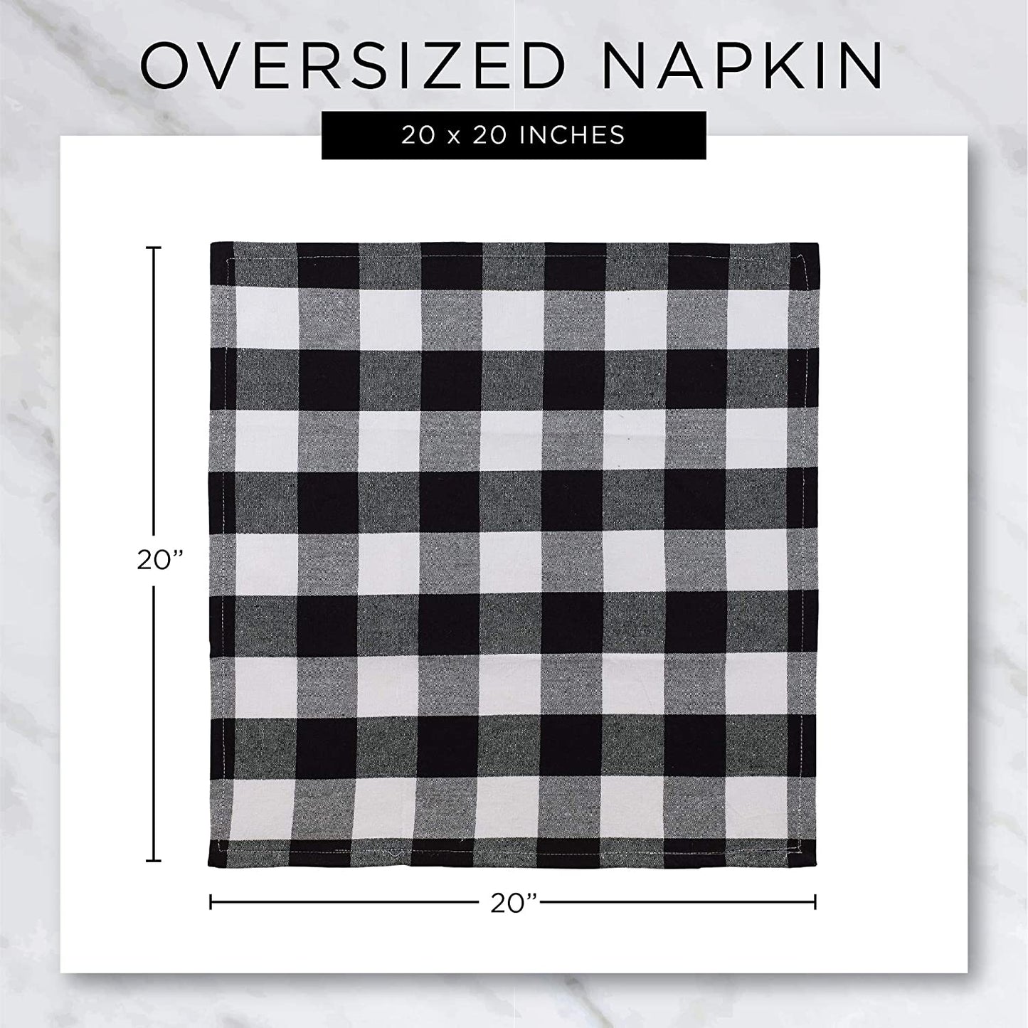 DII Buffalo Check Collection, Classic Farmhouse Cloth Napkin Set, 20X20, Red & Black, 6 Piece