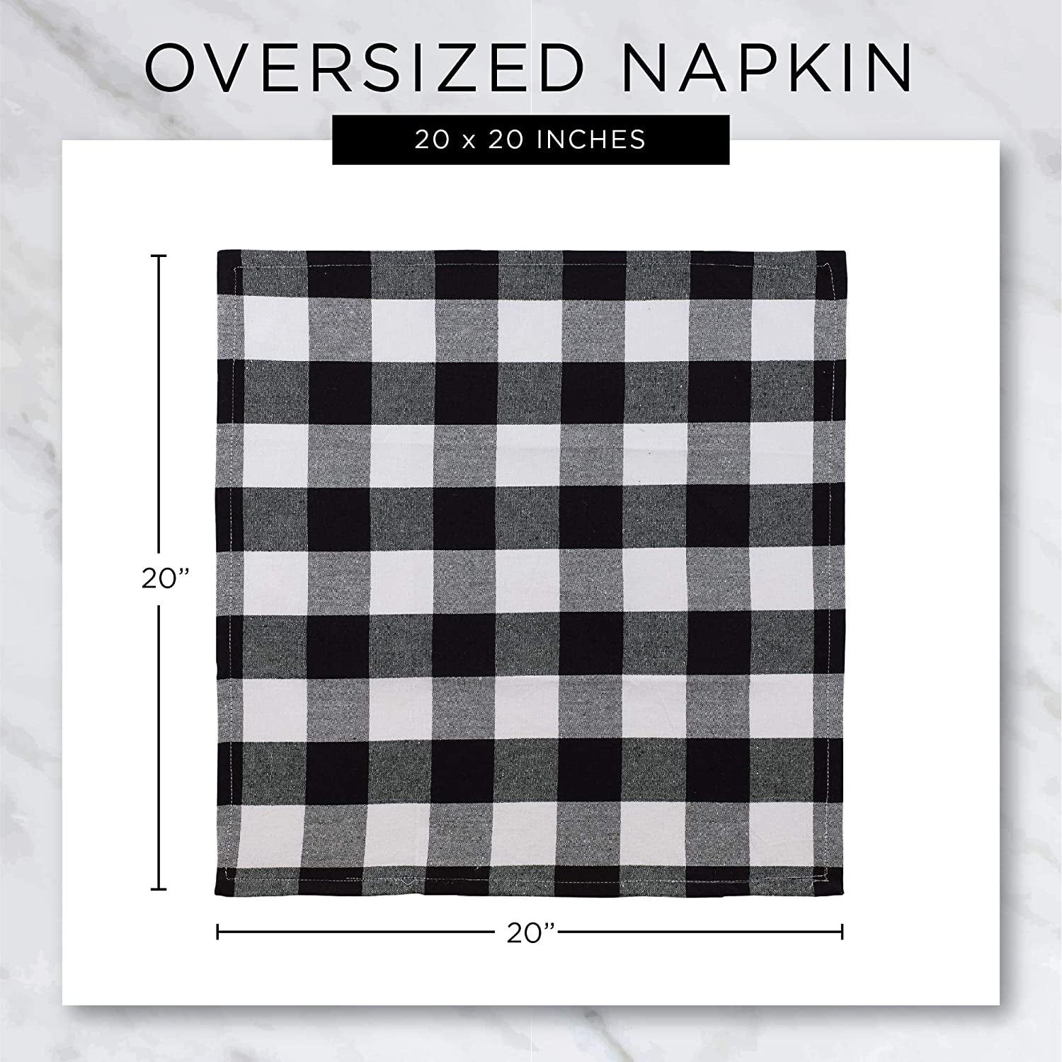 DII Buffalo Check Collection, Classic Farmhouse Cloth Napkin Set, 20X20, Red & Black, 6 Piece