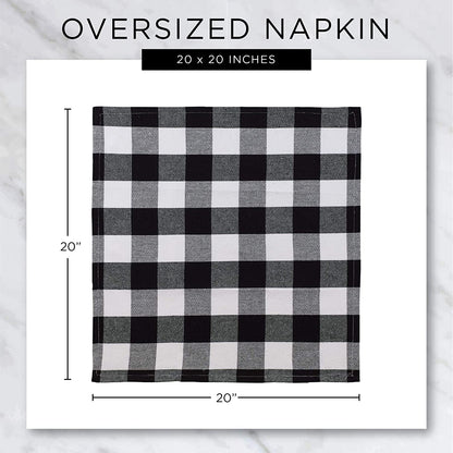 DII Buffalo Check Collection, Classic Farmhouse Cloth Napkin Set, 20X20, Red & Black, 6 Piece