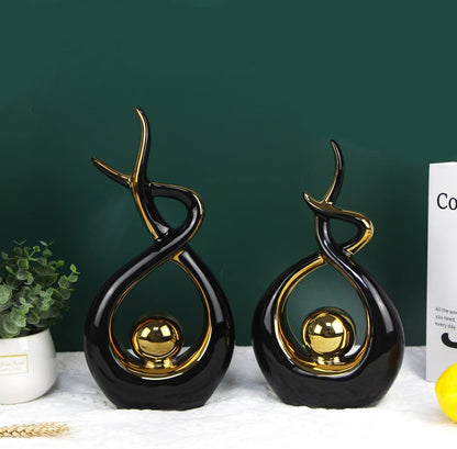 Modern Abstract Ceramic Statue - Elegant Home Decor for Dining Room, Living Room, and Office Centerpiece