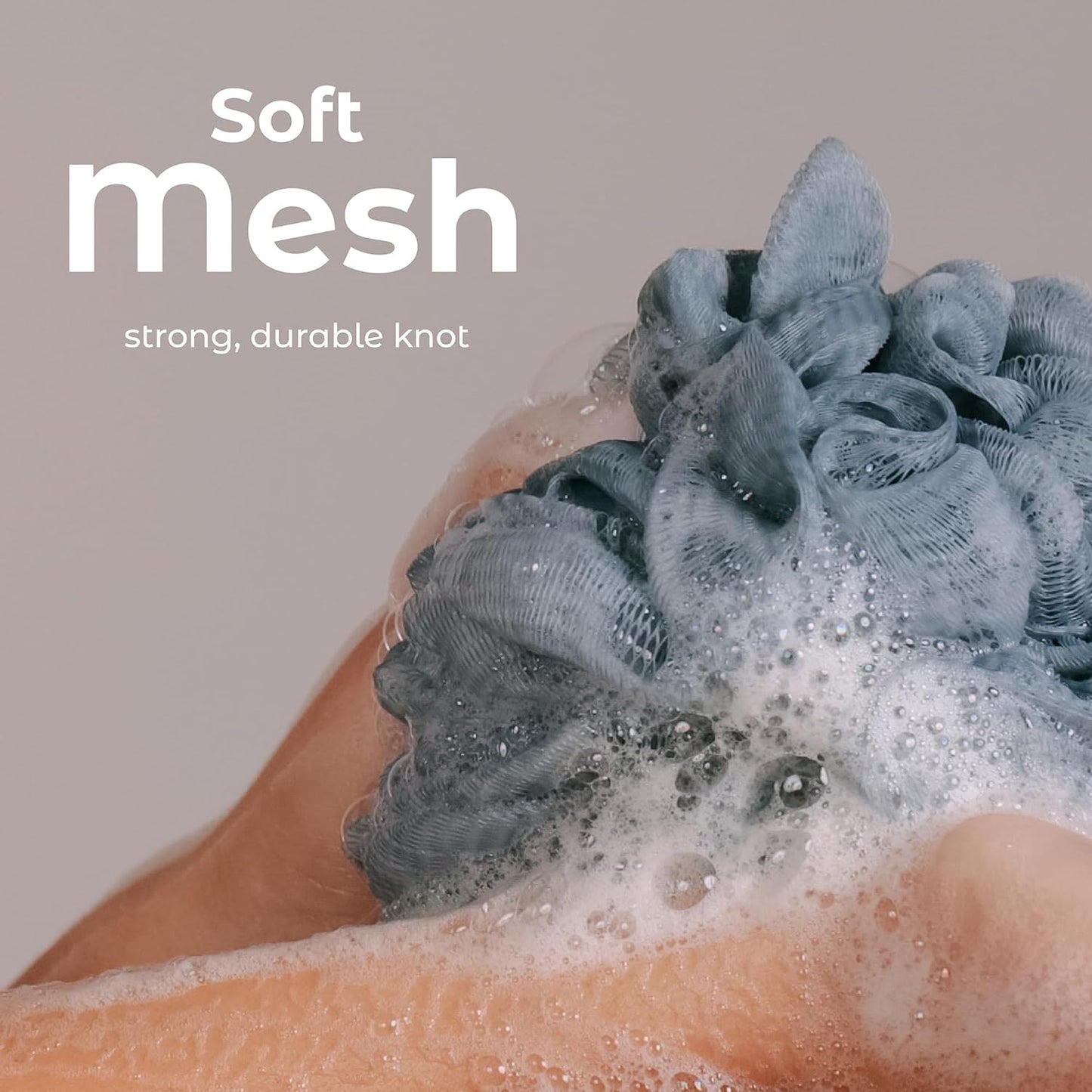 Mainbasics Seaweed Infused Bath Shower Loofah Sponge Pouf Body Wash Scrubber (Set of 3)