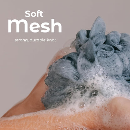 Mainbasics Seaweed Infused Bath Shower Loofah Sponge Pouf Body Wash Scrubber (Set of 3)