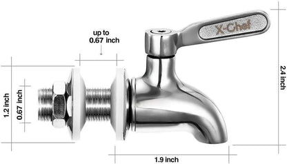 X-Chef Beverage Dispenser Spigot Replacement, Stainless Steel Metal Spigot for Glass Jar & Drink Dispenser