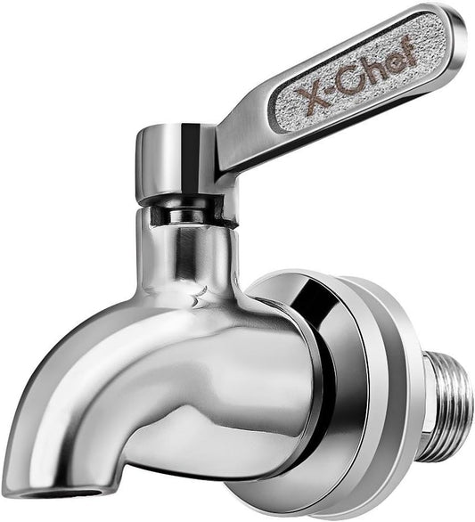 X-Chef Beverage Dispenser Spigot Replacement, Stainless Steel Metal Spigot for Glass Jar & Drink Dispenser