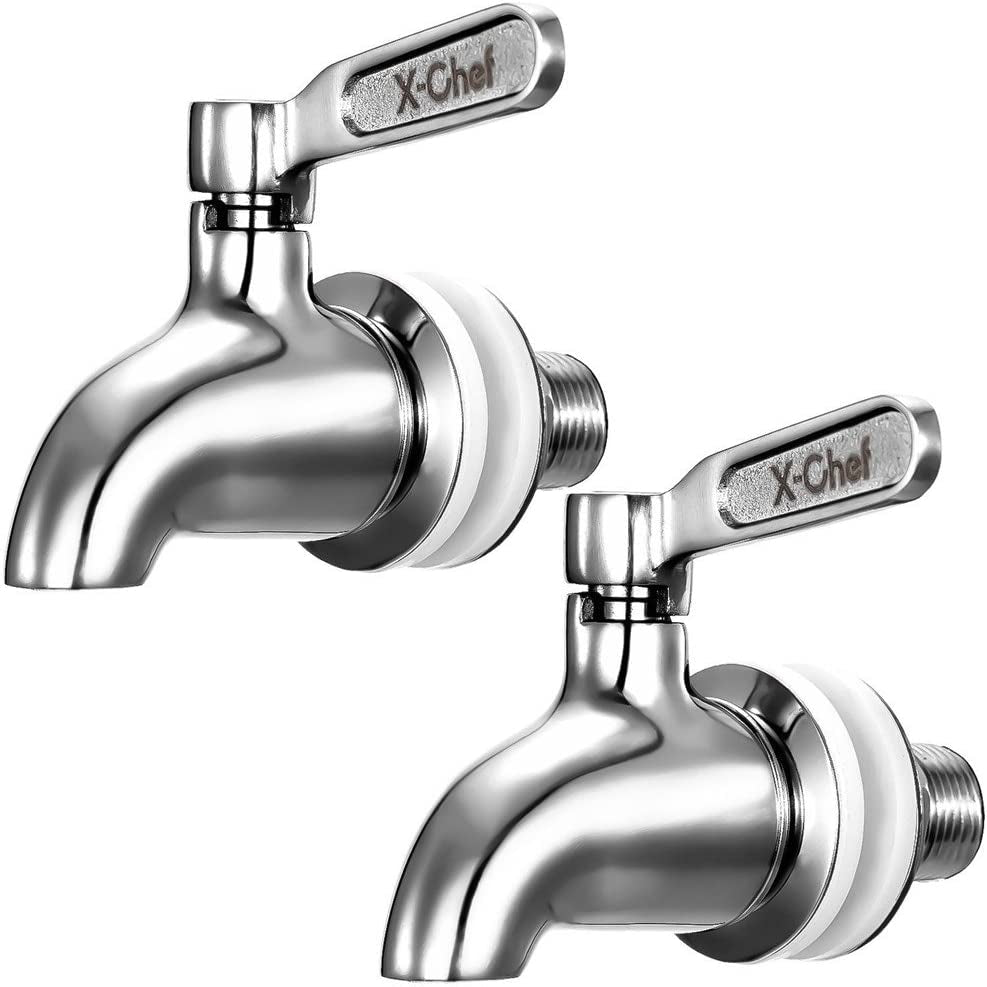 X-Chef Beverage Dispenser Spigot Replacement, Stainless Steel Metal Spigot for Glass Jar & Drink Dispenser